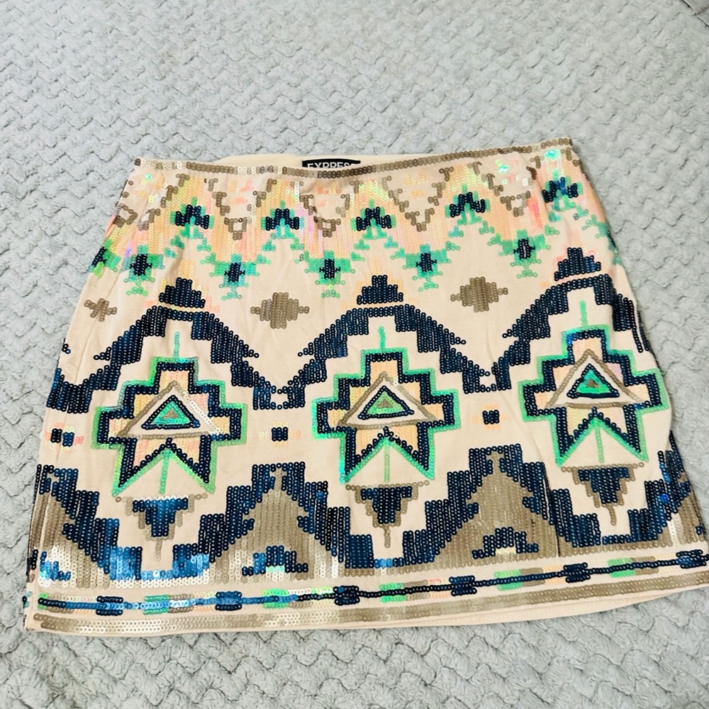 Geometric Sequin Skirt - Multicolor